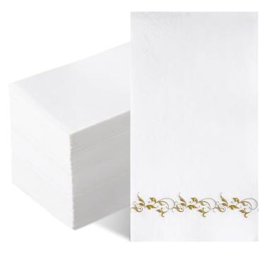 Imagem de BSSN 100 guardanapos descartáveis 2 camadas, toalhas de papel de mão para convidados para decoração elegante guardanapo de mão para casa cozinha banheiro casamento feriado festa suprimentos de mesa