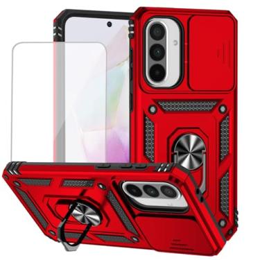 Imagem de Vokuha Capa para Galaxy A36 5G/Capas para Galaxy A56 com protetor de tela de vidro temperado e capa de câmera deslizante, capa magnética com suporte de anel giratório de 360° para Samsung Galaxy A36