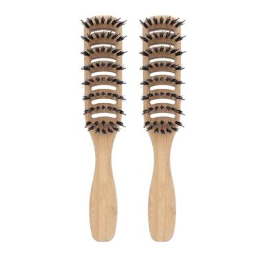 Imagem de SIWOTED 2 peças pente de estilo de cabelo masculino de bambu feminino pente de cabelo oco 9 fileiras escova de cabelo para homens e mulheres