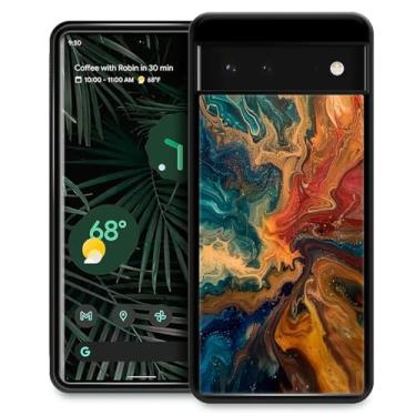 Imagem de CARLOCA Capa compatível com o Google Pixel 7 para meninas à prova de choque antiarranhões capa traseira rígida PC estética padrão redemoinho caos colorido fluido pintura abstrata