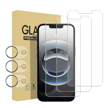 Imagem de Pacote com 3 protetores de tela para iPhone 16e de 6,1 polegadas com 3 protetores de lente de câmera, kit de instalação fácil de vidro temperado 9H + compatível com capas