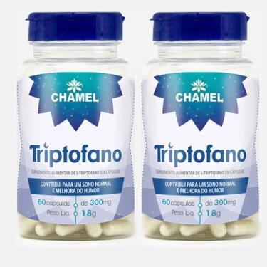 Imagem de Suplemento Alimentar Triptofano 60 Cápsulas 300 mg Chamel  Kit com 2 U