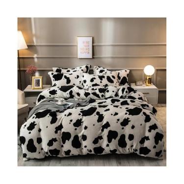 Imagem de Conjunto de cama com padrão de vaca leiteira, 3/4 peças, ultramacio, grosso, quente, conjunto de capa de edredom King Queen tamanho solteiro (tamanho king 4 peças)