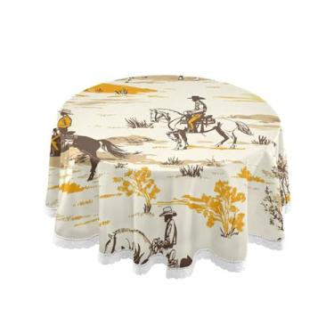 Imagem de Qilmy Toalha de mesa redonda de palmeira de treliça verde, 152 cm, resistente à água, à prova de derramamento, capa de mesa grande para jantar de reunião de família em ambientes internos e externos