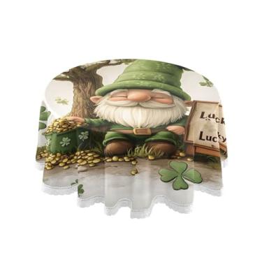 Imagem de Qilmy Toalha de mesa redonda de palmeira de treliça verde, 152 cm, resistente à água, à prova de derramamento, capa de mesa grande para jantar de reunião de família em ambientes internos e externos