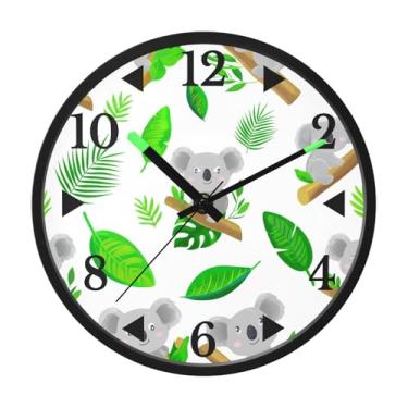 Imagem de STAYTOP Lindo relógio de parede Koalavv LED para quarto com brilho noturno, relógios de parede silenciosos de 30 cm para decoração de sala de estar, controle de som, relógio de parede moderno que