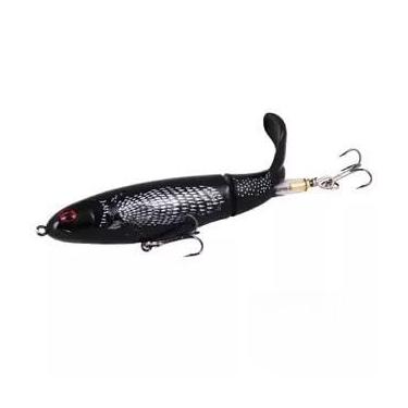 Imagem de Isca Artificial Pencil Topwater com Hélice 13g/35g – Isca Flutuante para Tucunaré com Cauda Rotativa (10 Cores)(11preto 35G)