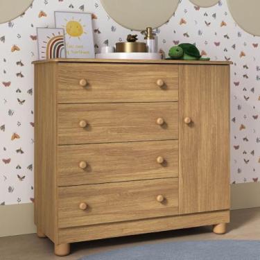 Imagem de Cômoda Infantil 95cm 1 Porta e 4 Gavetas Allegra Multimóveis Mp4444 Madeirado