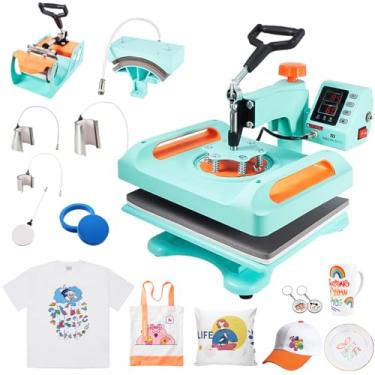 Imagem de Prensa Térmica Sublimação Combo 8 Em 1 Cor Azul E Laranja 127V