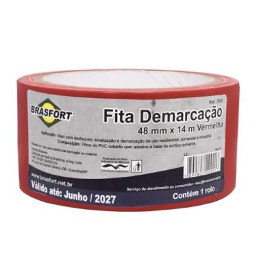 Imagem de Fita Demarcação De Solo Vermelha 48mm x 14 Metros Brasfort
