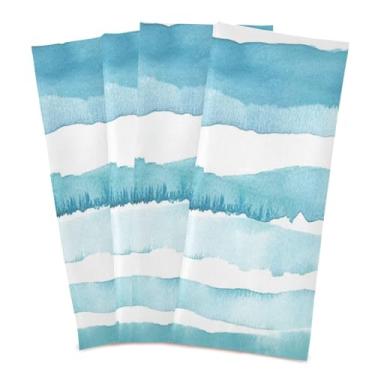 Imagem de xigua Conjunto de 6 panos de prato de cozinha com listras em aquarela verde, macias e altamente absorventes de secagem rápida para limpeza de pratos e limpeza à mão, 71 x 45 cm