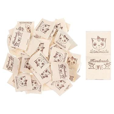 Imagem de 50 peças de etiquetas de roupas de tecido, acessórios de costura DIY, máquina de costura, bola de lã de tricô, suprimentos de malha para etiquetas de roupas (estilo 1)