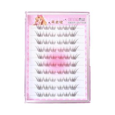 Imagem de Cílios Postiços Segmentados Estilo Raposa Natural Com 10 Fileiras Para