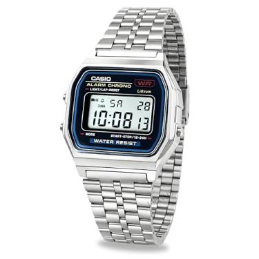 Imagem de Relógio Unissex Masculino E Feminino Digital De Pulso Vintage Clássico Prateado Com Pulseira Em Aço Inoxidável Visor Noturno Resistente Á Água Original