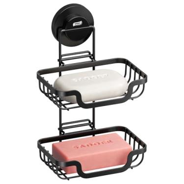 Imagem de TAILI Suporte de sabão para chuveiro - Saboneteira de camada dupla com orifícios de drenagem, aço inoxidável à prova de ferrugem, organizador de banheiro montado na parede mantém a pia e a área do