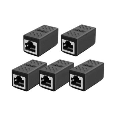 Imagem de Acoplador RJ45 Preto Para Conectores De Extensão De Cabo Ethernet Cat7