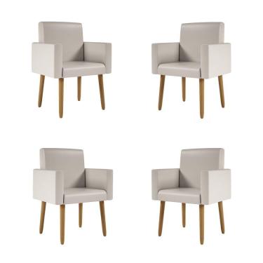 Imagem de Kit 4 Poltronas Nina Decorativa Recepção Sala Oferta Courino Cor:courino Bege