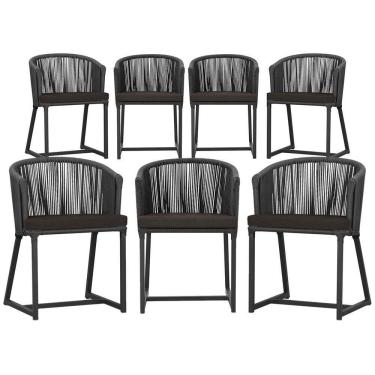 Imagem de 7 Cadeiras De Jantar área Noronha Preta E9 Trama  Preto