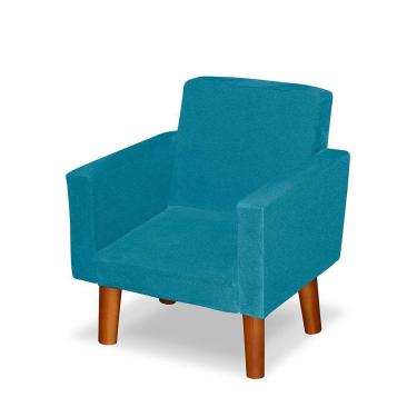 Imagem de Mini Poltrona Cadeira Infantil Nina De Criança Suede Azul Claro Pés Palito