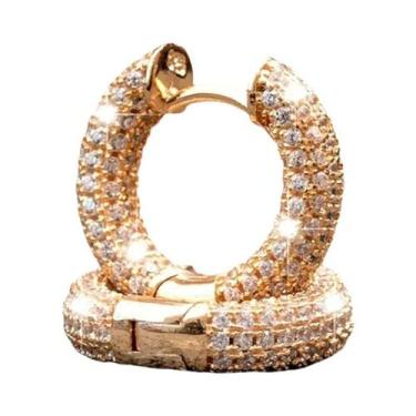 Imagem de Brincos De Argola Unissex Com Zircônia Branca Brilhante, Simples Para 