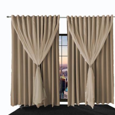 Imagem de Cortina Sala E Quarto 2,50x1,50 Tecido Blackout Ana Bege