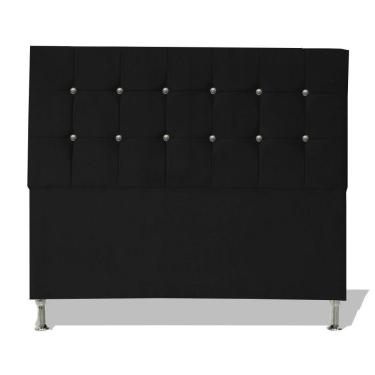 Imagem de Cabeceira De Cama Box Cristal King 195 Cm Botão Strass Suede Preto Do Lar Móveis