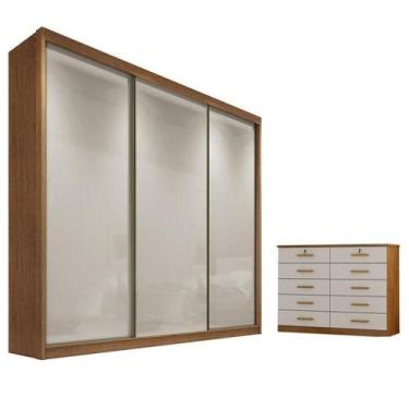 Imagem de Guarda Roupa Casal Logan E Gaveteiro Milão Com Chave Cumaru 25 Fendi -