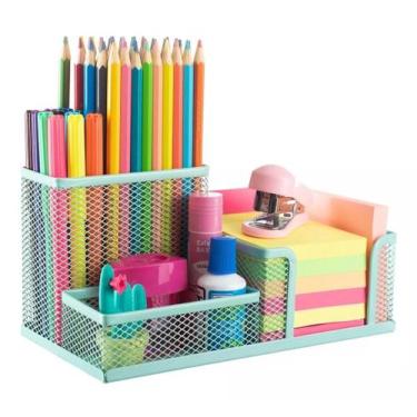 Imagem de Organizador De Mesa Porta Caneta Lápis Escritório Aramado - PGB, Verde