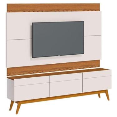 Imagem de Rack Bancada 3 Gavetas E Painel Para Tv Classic 1.8 Off White Freijó -
