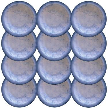 Imagem de 12 Pratos Fundo Tramontina Peixes Azul Em Porcelana Decorada 22 Cm 96980002