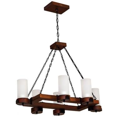 Imagem de Lustre Muller Country Retangular 6 Lâmpadas Envelhecido 1206e