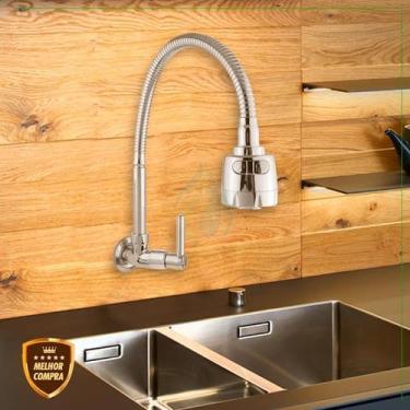 Imagem de Torneira de Cozinha,Pia Cromado Metal Parede FC-12 - VIA FLIX