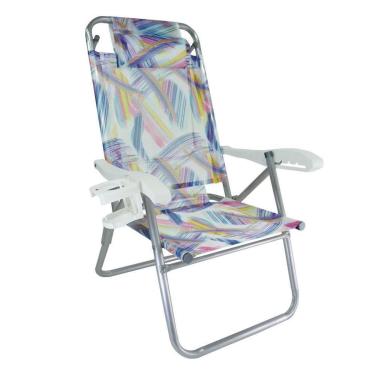 Imagem de Cadeira de Praia Alumínio UP Line Aquarela Zaka 120 KG 5 Posições-Unissex