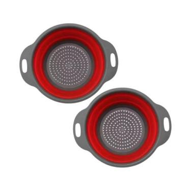 Imagem de Escorredor De Silicone Redondo Dobrável, Cesto Para Lavar Frutas E Leg