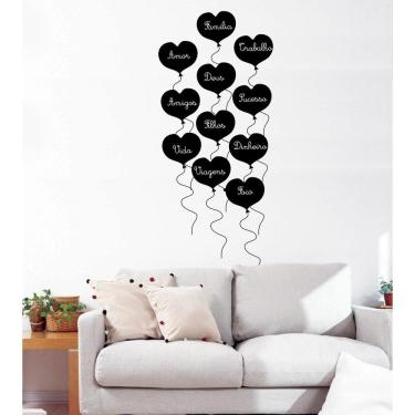 Imagem de Adesivo Decorativo de Corações Escreva com Giz Motivacional
