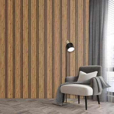Imagem de Papel De Parede Ripa Efeito Bocote Escuro Lavavel Adesivo - LRP