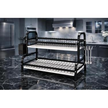 Imagem de Escorredor De Louça Em Aço Inox Com Dois Andares Em Aço Inox E Porta T