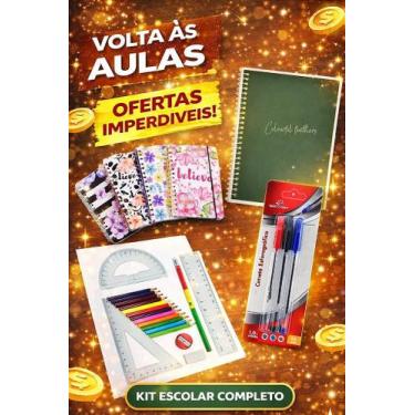 Imagem de Kit Escolar Completo 23 Peças com Mochila Resistente e Itens Essenciai