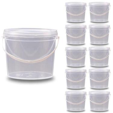 Imagem de Balde Transparente 2.2L Lacre Removível - Kit 10 Pçs - Nastripack