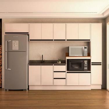 Imagem de Cozinha Modulada 6 Peças sem Pia e Rodapé Koya Politorno, Branco/Creme