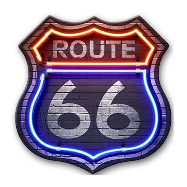 Imagem de Placa de metal neon Vintage Route 66 para decoração de bar e casa