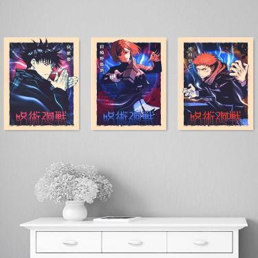 Imagem de Conjunto de pintura de pôster Jujutsu Kaisen Anime Wall Art 3 peças 40x60cm