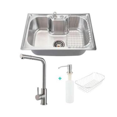 Imagem de Kit Torneira gourmet Gurupi e cuba inox Carajás com acessórios para co