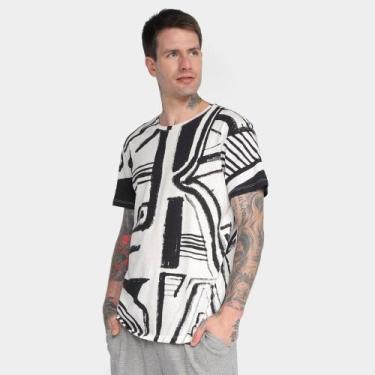 Imagem de Camiseta Reserva Atlantica Masculina, G, Branco, Preto