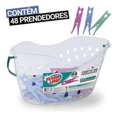 Imagem de Cesto De Prendedor Pregador De Roupas Varal Flash Limp