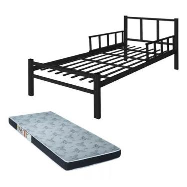 Imagem de Cama Solteiro Inteira de Aço com Colchão D20 - B GASPARI, Preto