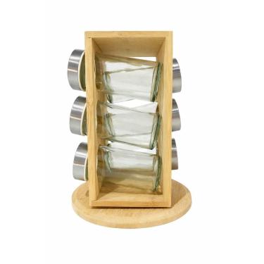 Imagem de Porta Condimentos De Bambu Giratório 6 Peças Taste