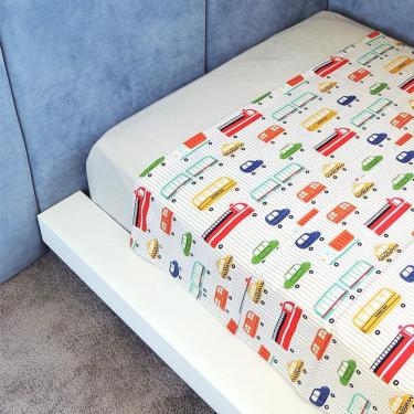 Imagem de Lençol De Cima Vivain Infantil Carro Listrado De Bege E Crú