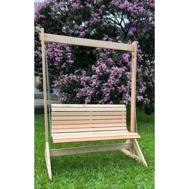 Imagem de Pérgola com banco balanço para jardim de madeira Eucalipto natural 1,7