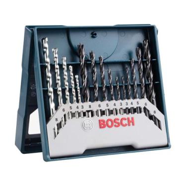 Imagem de Jogo Brocas Alvenaria/Metal/Madeira Bosch Mini X-line 15 pçs, 15, 5 Br